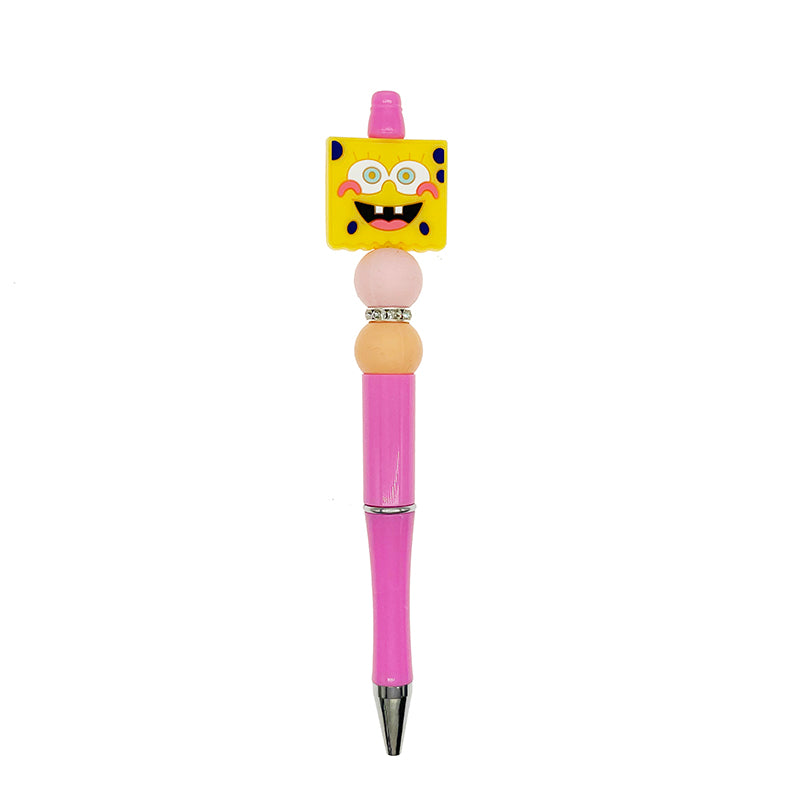 Silicone Focal Beads SpongeBob Joyful Face Bright Yellow 20pcs 3