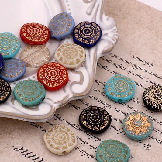 Vintage Gilded Sunflower Acrylic Flat Beads 18mm Mixed Colors 30pcs