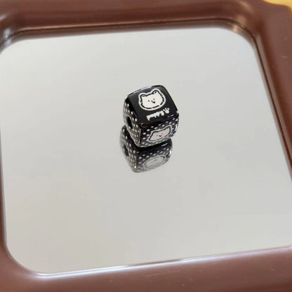 Black Plaid Puppy Square Acrylic Beads 14mm 10pcs 6