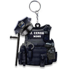 Acrylic Tactical Vest Police Cap Keychain Bold Yellow 226 Design 10