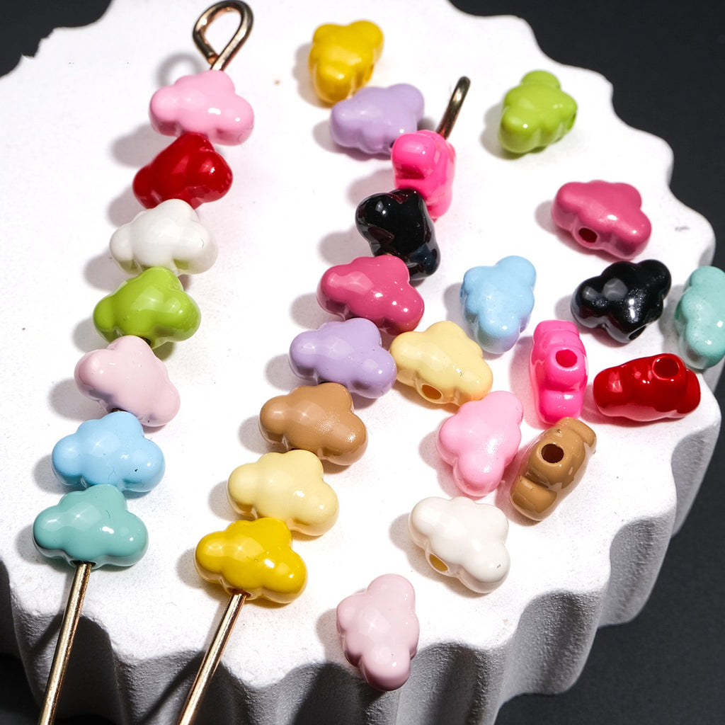 Painted Cloud Acrylic Beads 12mm Colorful Glossy Baked 50pcs 3