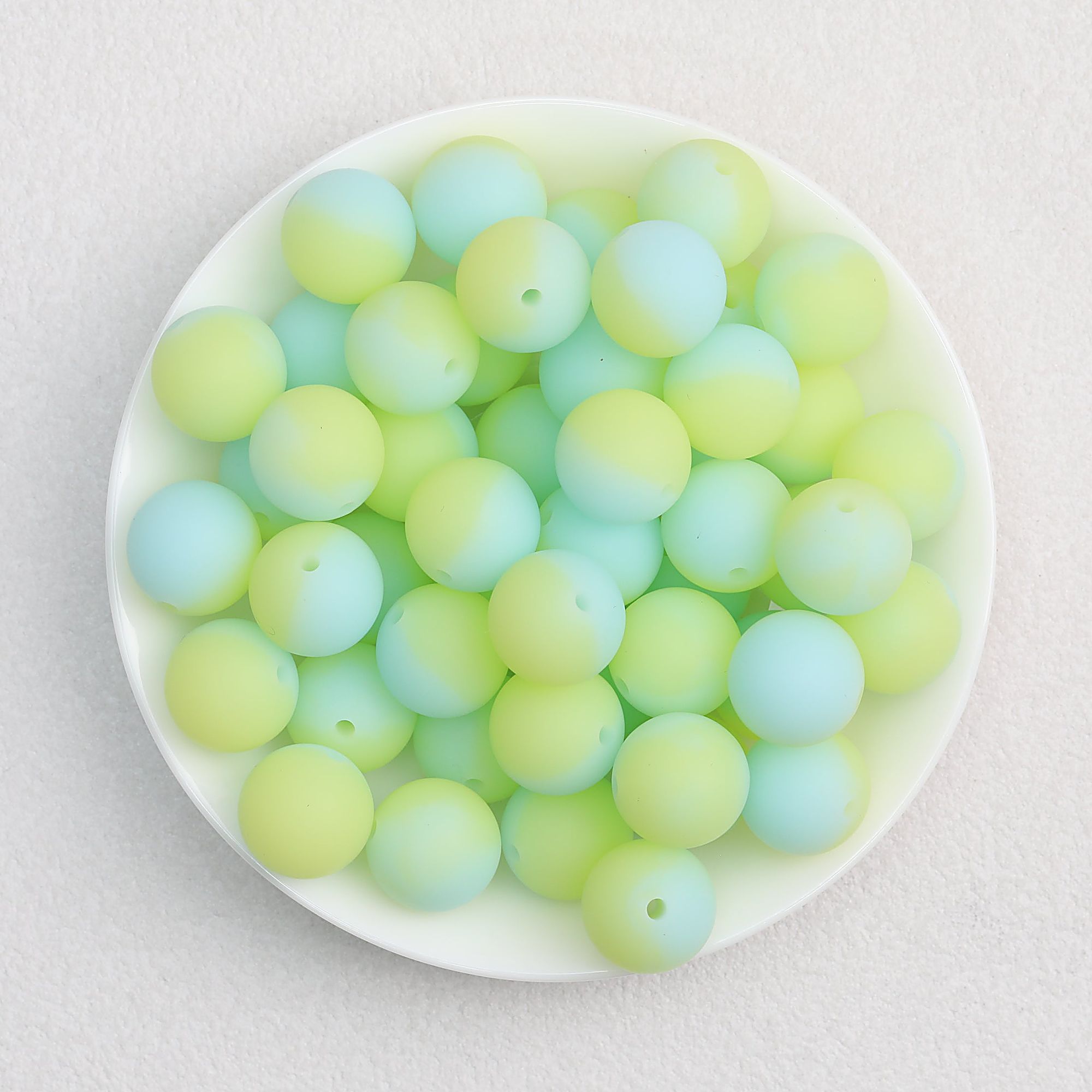 Glow in the Dark 15mm Round Silicone Beads 50pcs - 11 Yellow Blue Glow