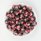 15mm Deep Color Pattern Printed Silicone Round Beads 50pcs - Pine Red Plum