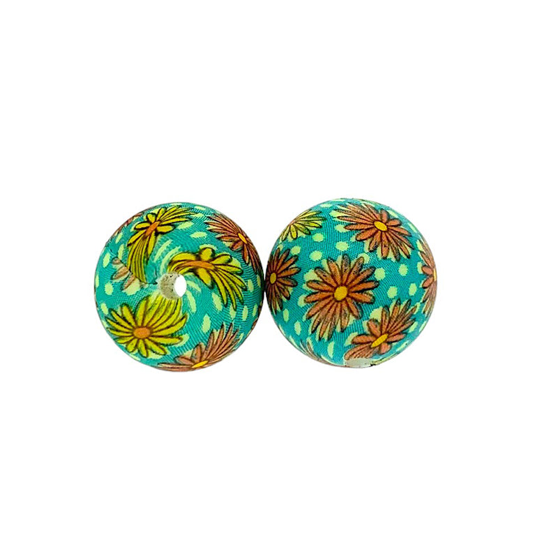 15mm Printed Silicone Beads Daisy Polka Dot Patterns 50pcs