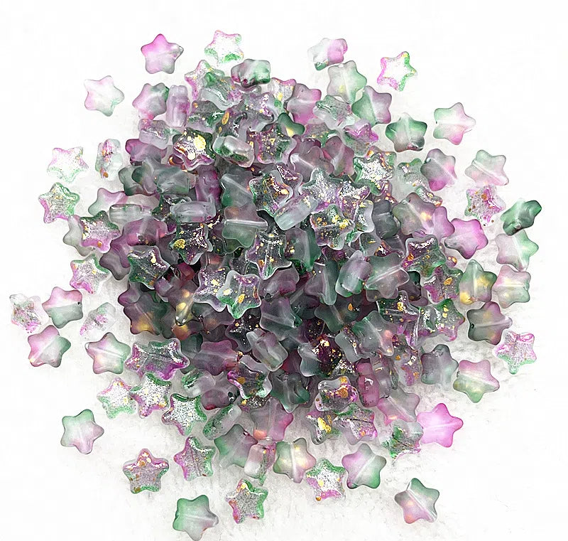 Pentagonal Star Glass Beads 8mm Transparent Pastel Colors 30pcs 32