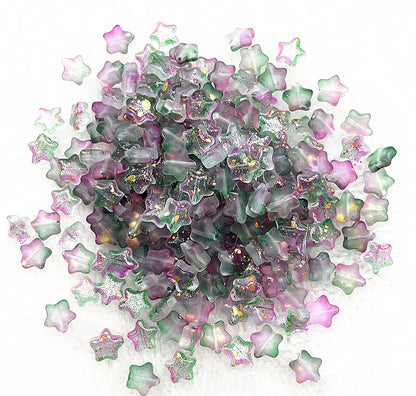 Pentagonal Star Glass Beads 8mm Transparent Pastel Colors 30pcs 32