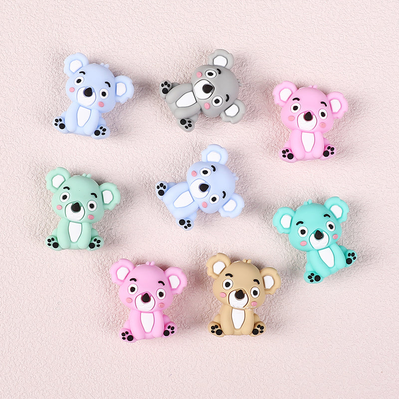 Silicone 3D Focal Beads Koala Sitting Pose Pastel Colors 20pcs 4