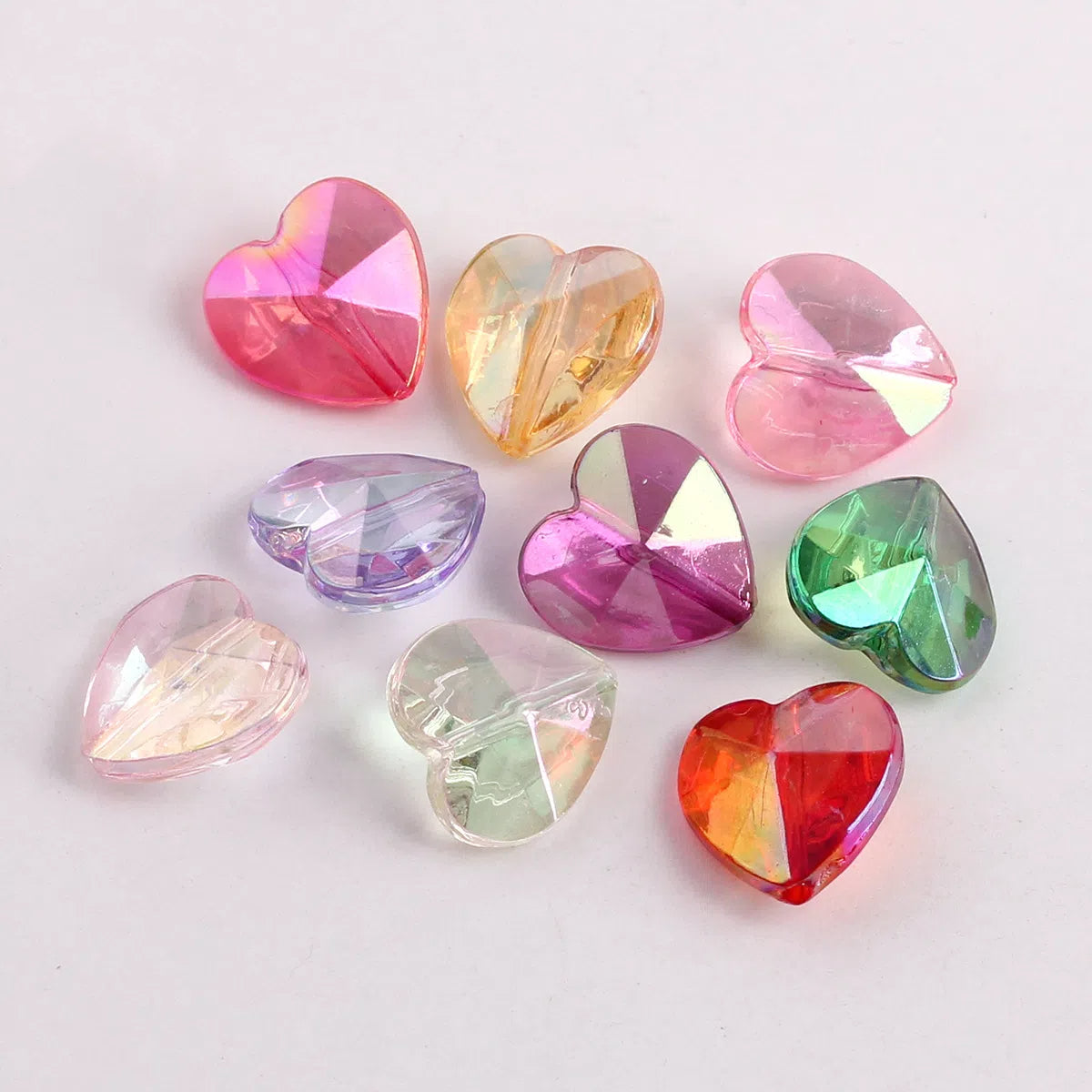 Plating Faceted Heart Acrylic Beads 13mm Transparent AB Colored 100pcs 2