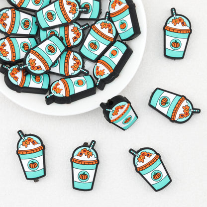 Halloween Pumpkin Drink Silicone Focal Beads 20pcs