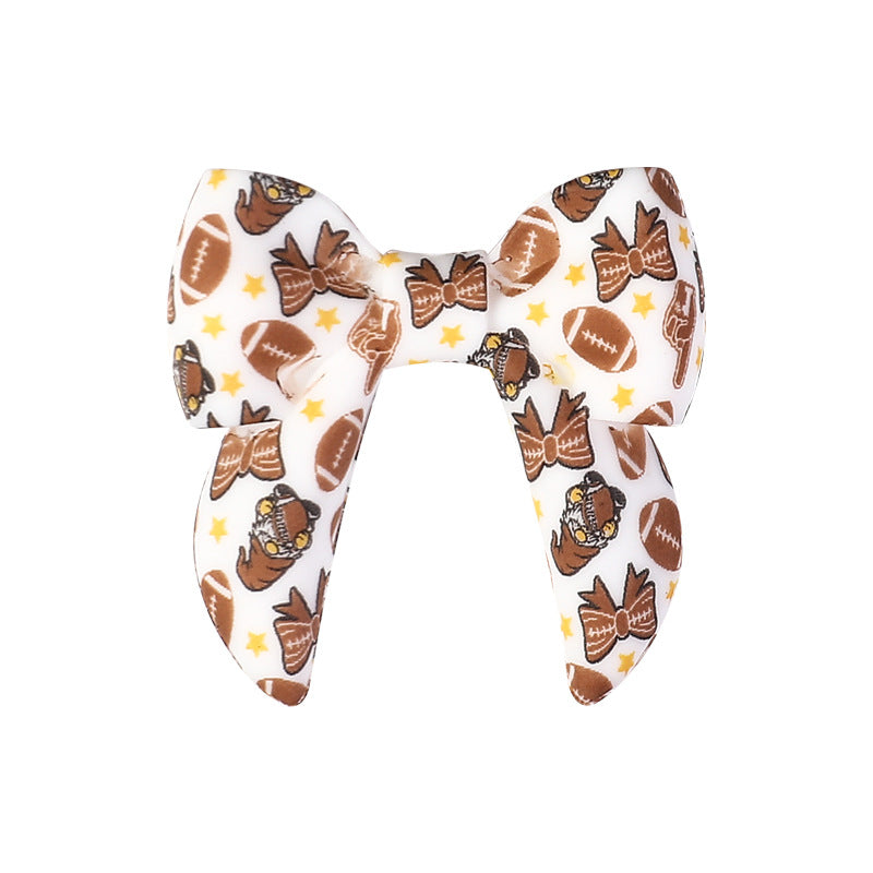 10pcs 3D Bow Printed Silicone Focal Beads