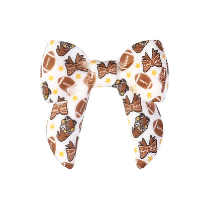 10pcs 3D Bow Printed Silicone Focal Beads