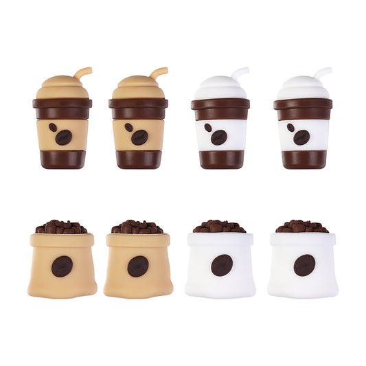 Silicone 3D Focal Beads Coffee Cup With Coffee Bean Detail 20pcs