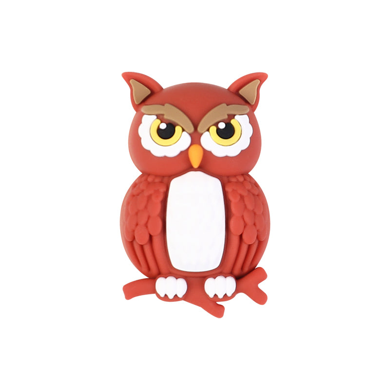 3D Bird Silicone Focal Beads Owl Peacock Cute Animal Charms 20pcs 13