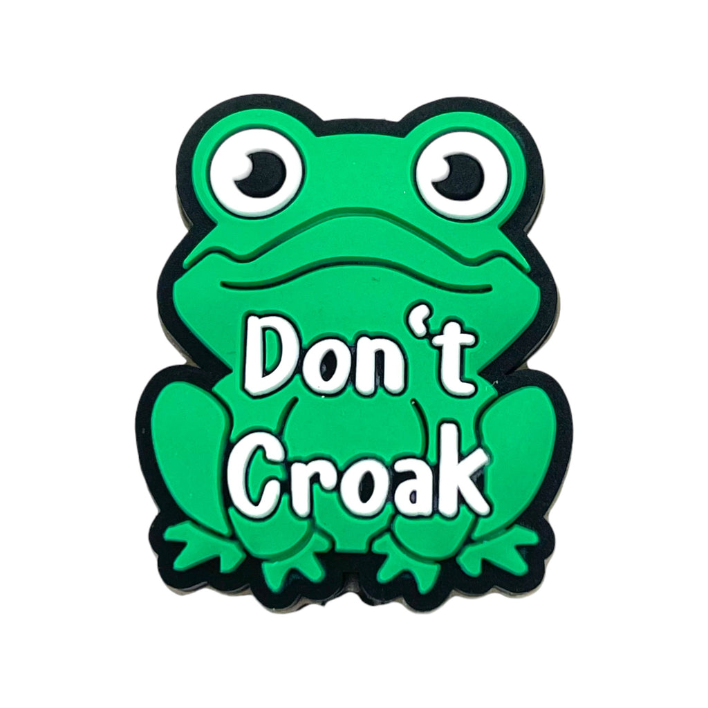 Silicone Focal Beads Frog Don't Croak Text Green Design 20pcs