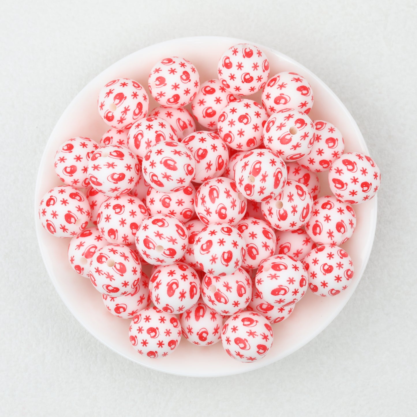 15mm Printed Leaf Pattern Silicone Round Beads 50pcs 4
