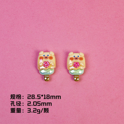 Adorable Animal Ice Cream Resin Beads Glossy Pastel Colors 10pcs 9