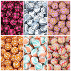 15mm Printed Pattern Round Silicone Beads 50pcs