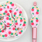 Pink Ribbon Flower Wreath Silicone Focal Beads 20Pcs 