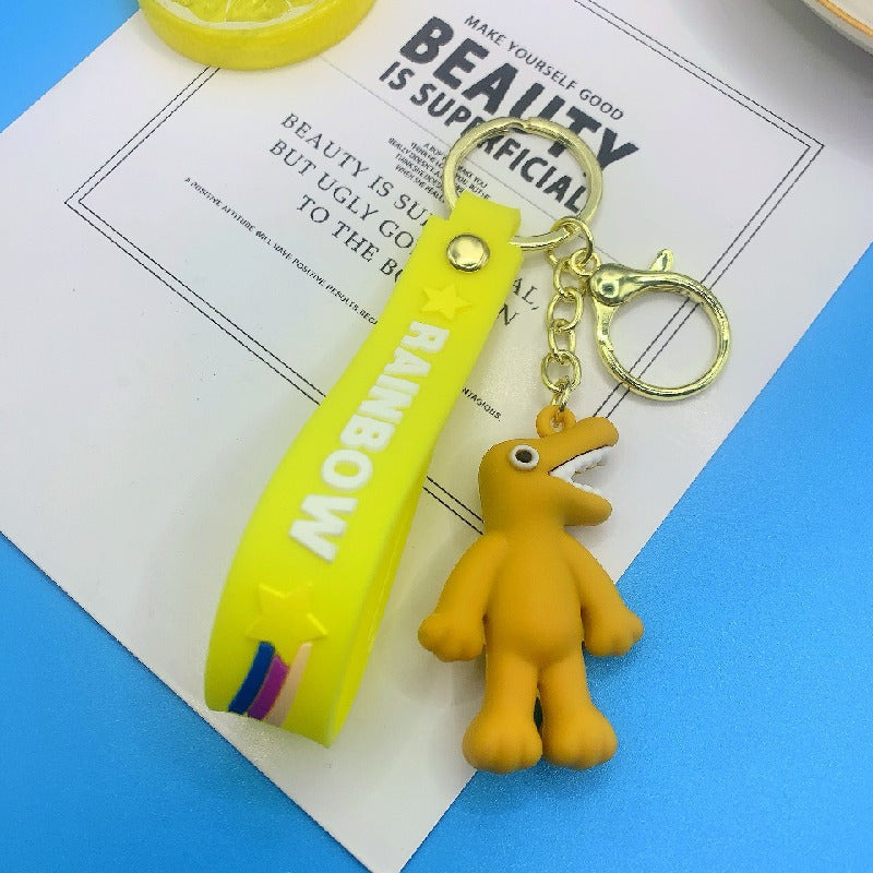 Silicone Rainbow Friends Cartoon Character Keychain with Star Strap 12