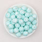 Colorful 15mm Printed Silicone Round Beads Patterned 50pcs - Dark Blue