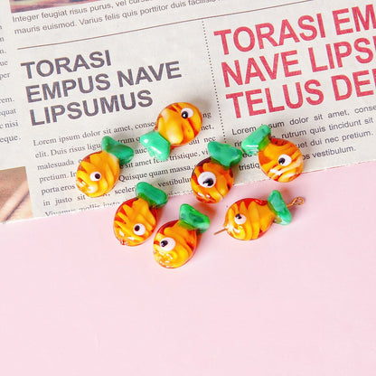 Small Fish Glass Beads 20x13mm Multi Color Glossy 10pcs 10