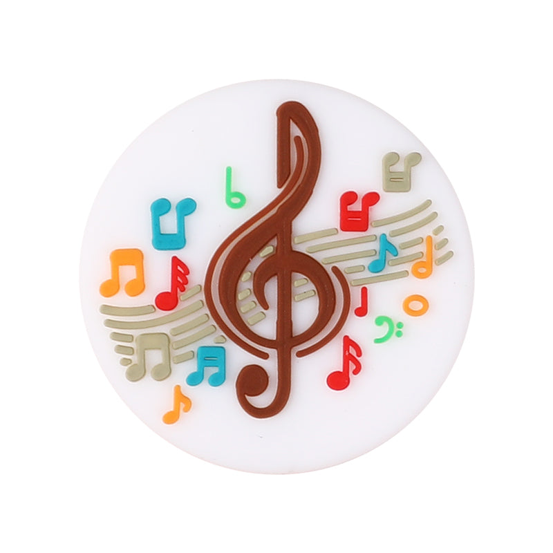 Silicone Focal Beads Music Themed Retro Radio and Smiley Face Circle Badge 13