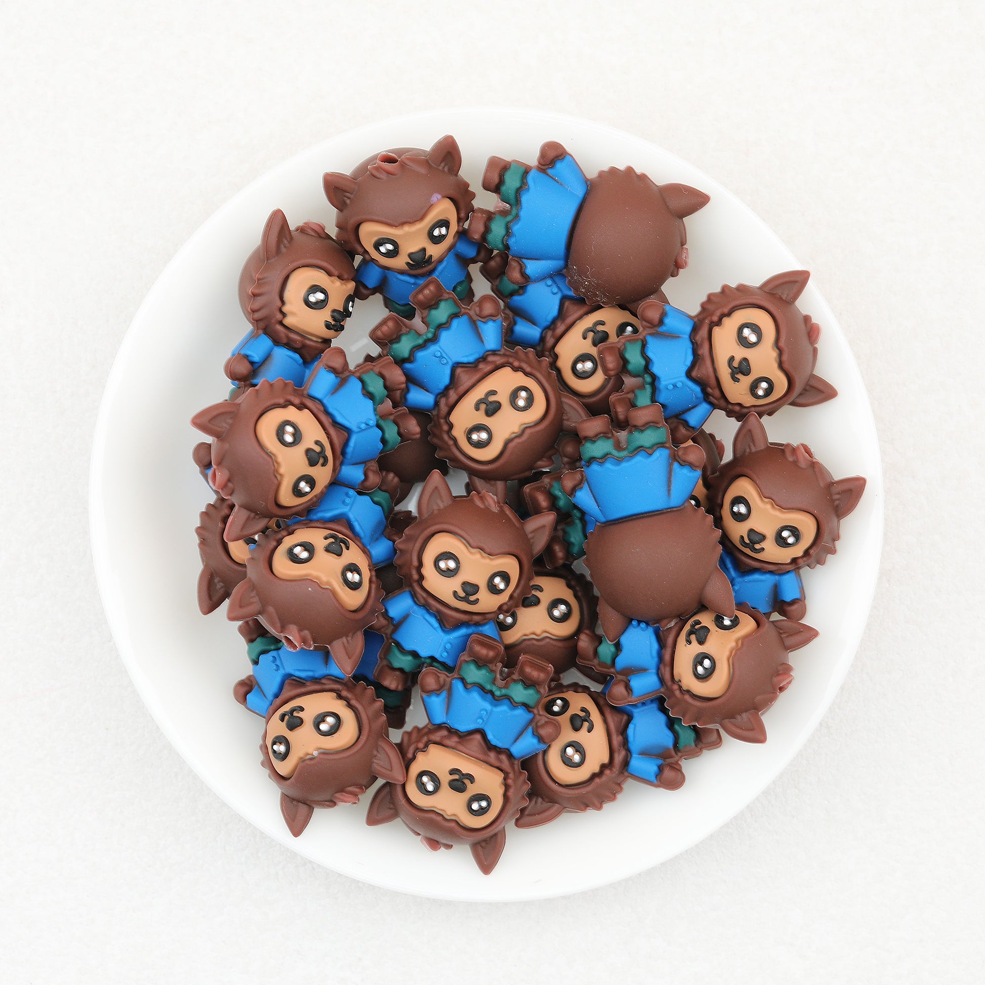 3D Blue Shirt Werewolf Silicone Focal Beads 20 pcs 2