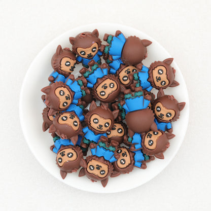 3D Blue Shirt Werewolf Silicone Focal Beads 20 pcs 2