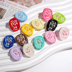 Hand Painted Oval Bouquet Acrylic Beads 28mm Colorful Floral 10pcs