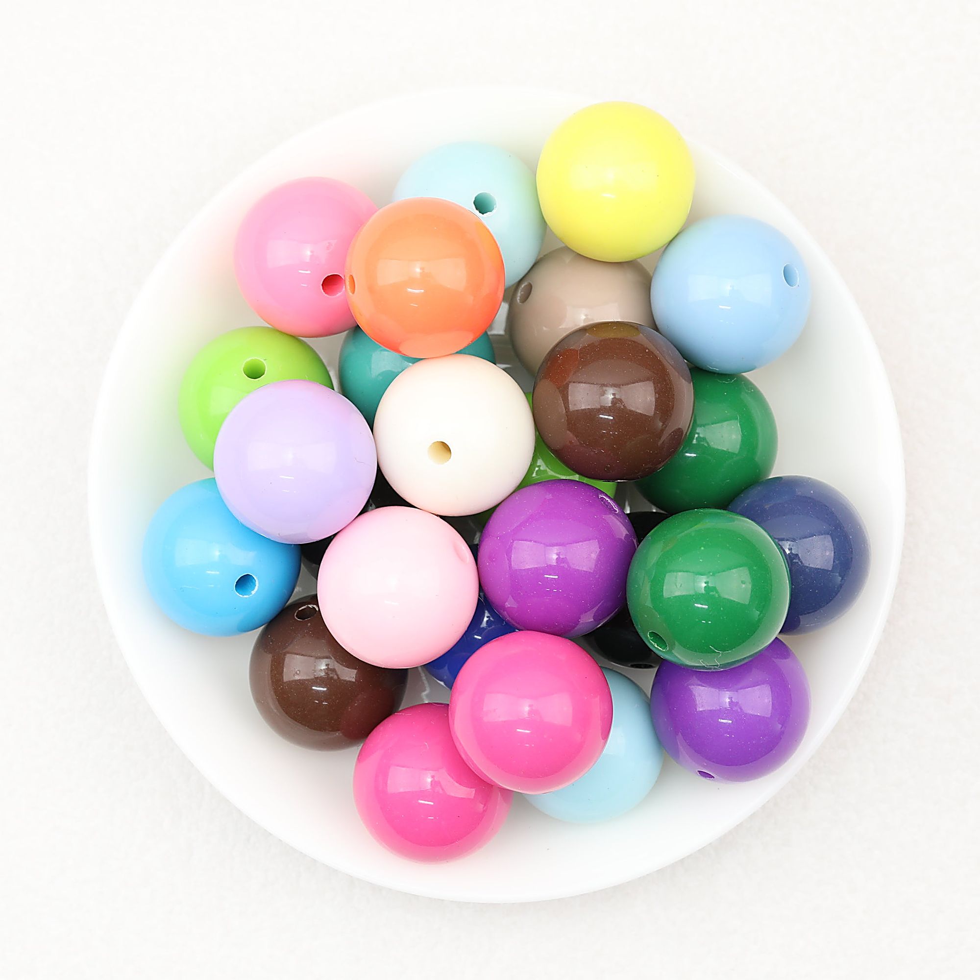 20mm Bubblegum Acrylic Beads Solid Color Chunky 50pcs - Random Color