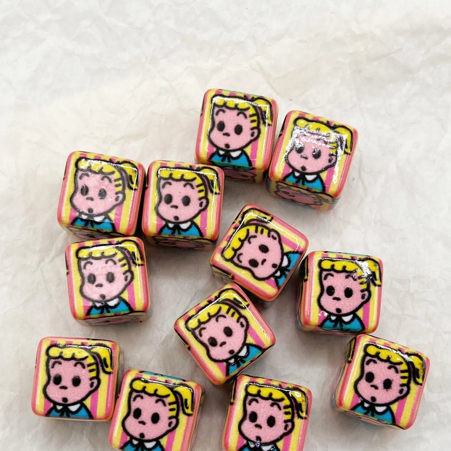Osamu Harada Series Square Acrylic Beads 14mm Pattern 10pcs 7