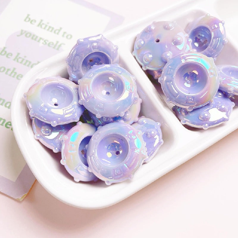 Candy Frisbee Acrylic Beads 30mm Glossy Pastel Rainbow 10pcs 9
