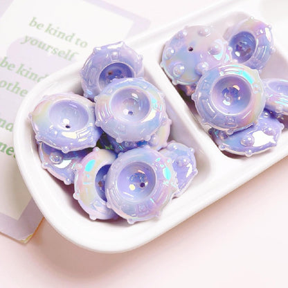 Candy Frisbee Acrylic Beads 30mm Glossy Pastel Rainbow 10pcs 9
