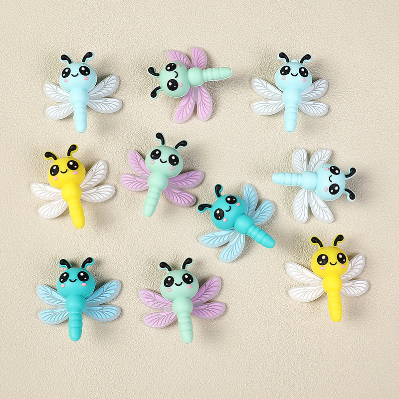 3D Cute Dragonfly Silicone Focal Beads 20Pcs  2