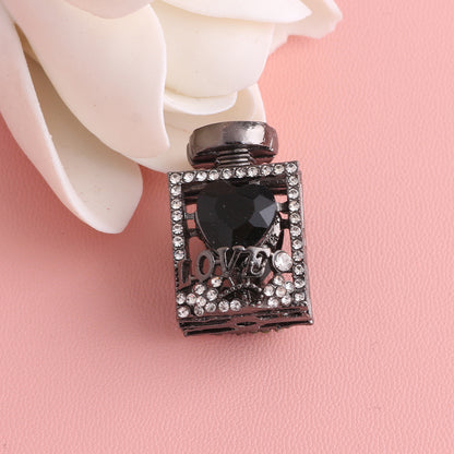 Fancy Alloy Perfume Bottle Charm Beads with Heart and Rhinestones 2pcs 30
