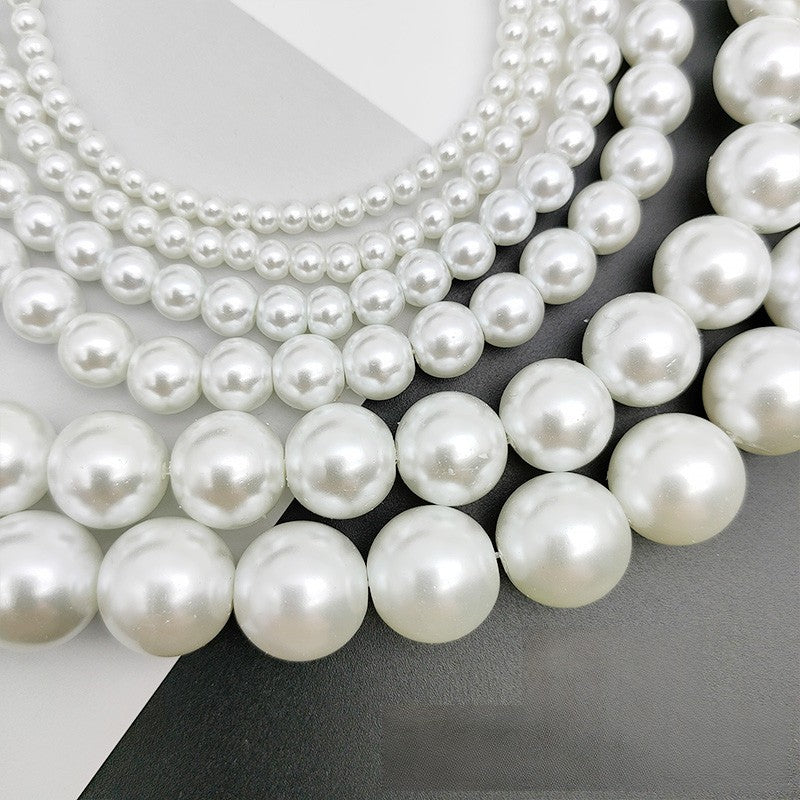 Pearl Glass Beads Round 3-14mm White Imitation Glass Pearls