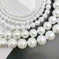 Pearl Glass Beads Round 3-14mm White Imitation Glass Pearls