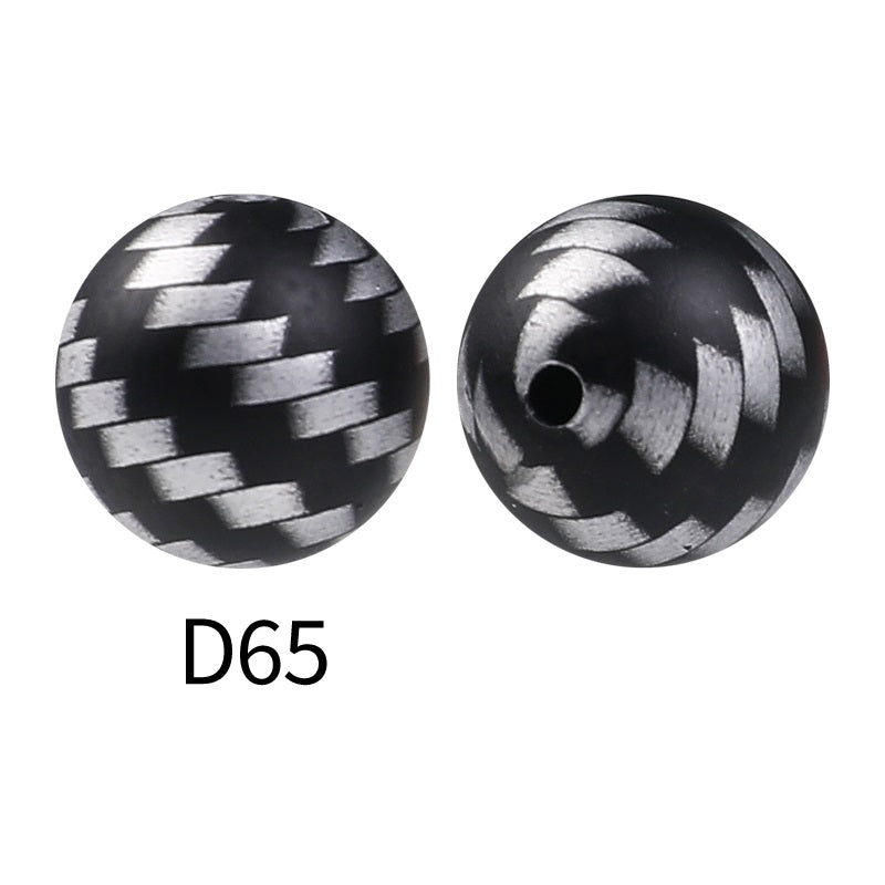 15mm Silicone Beads Rhombus Printed Design 50pcs 30