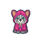 Silicone Focal Beads Bull Dogs Wearing Hoodies Pink and Turquoise Green 20 pcs 5