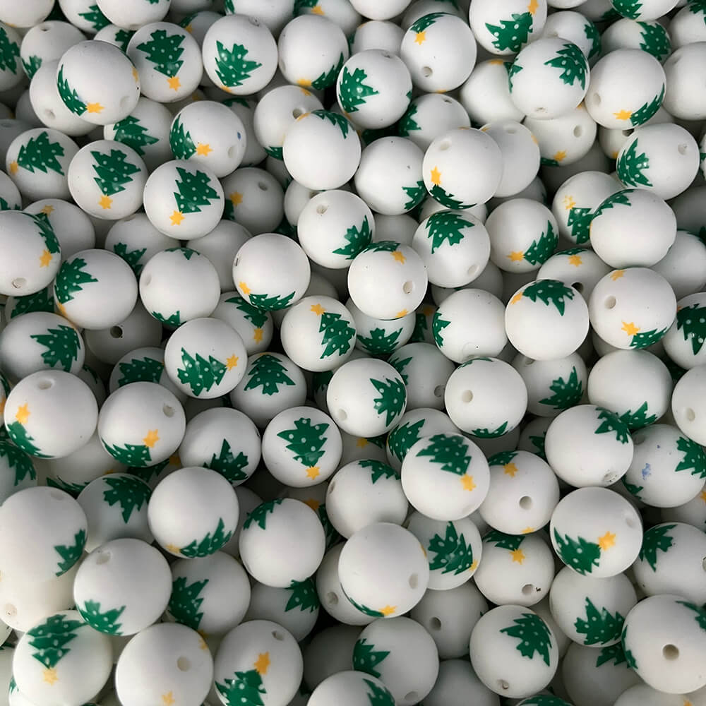 7-153# Christmas Printed Silicone beads