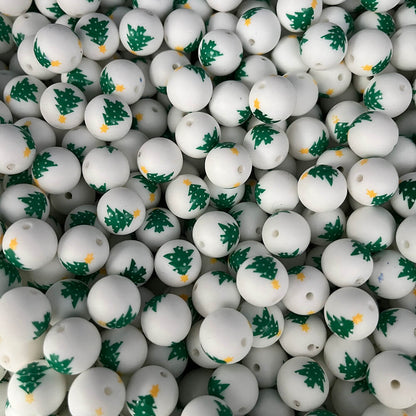 7-153# Christmas Printed Silicone beads
