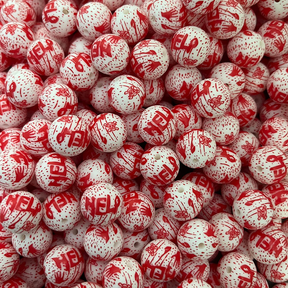 7-#418 Halloween Printed Silicone Beads