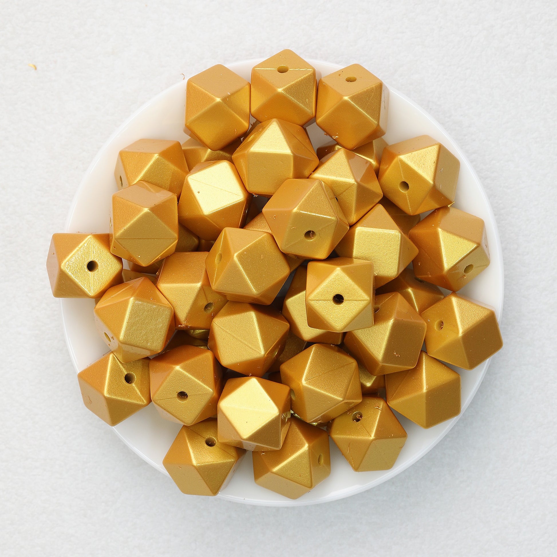 14mm Metallic Hexagon Silicone Beads 50pcs 2
