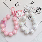 Acrylic Beaded Rabbit and Bear Keychain with Translucent Bow Charm 3