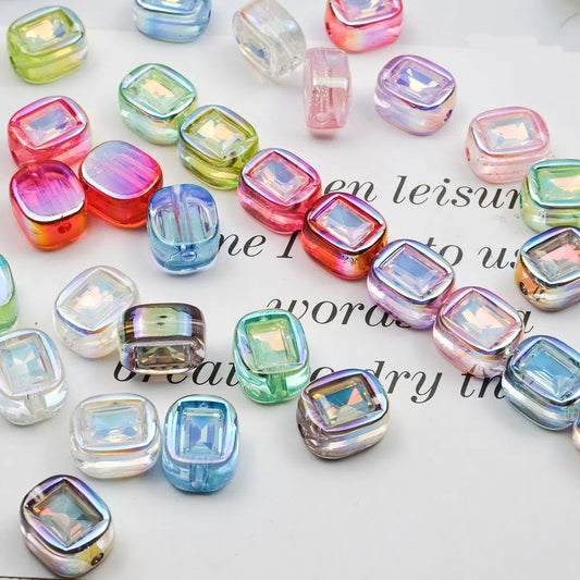 Transparent Square Acrylic Beads 14mm Imitation Zircon Sparkling 20pcs 2