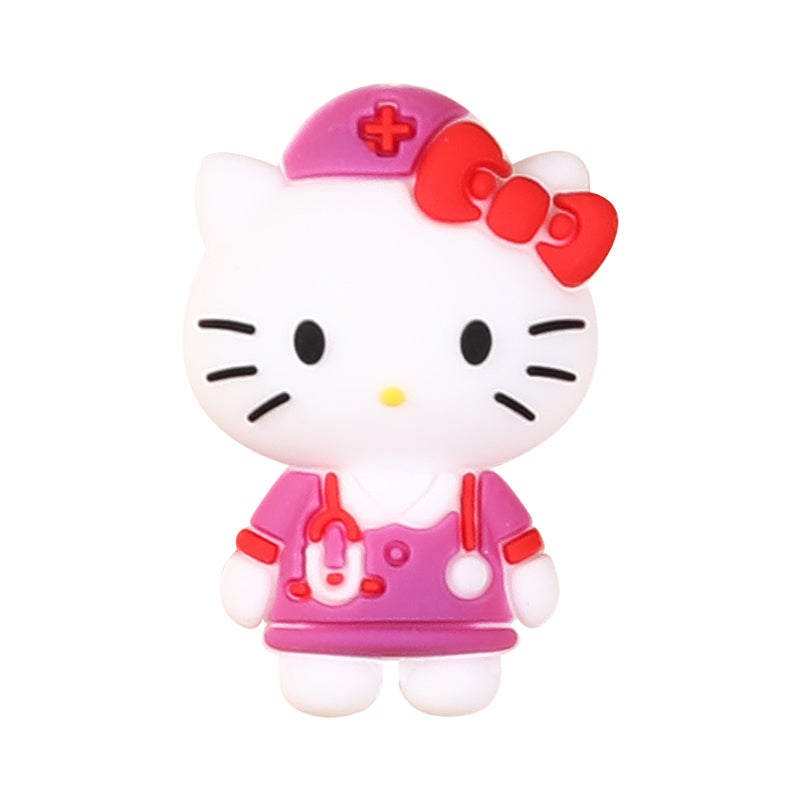 Silicone 3D Focal Beads Nurse Cat Wearing Nurse Hat 20pcs 12