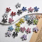 Irregular Flower Acrylic Beads 14mm Silver Enamel Mixed Colors 50pcs