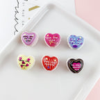 Valentine Heart Acrylic Beads Double-sided Embossed 18x16mm 10pcs 3