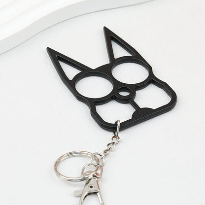 Self Defense Keychain Zinc Alloy Dual Pointed Multi Functional - black