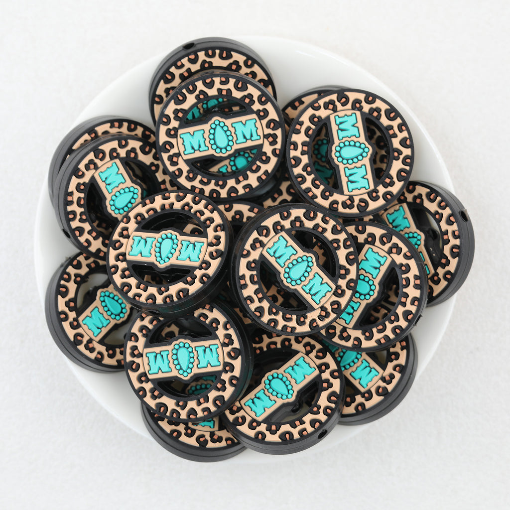  Mothe Day Round Leopard Print Silicone Focal Beads 20Pcs 3